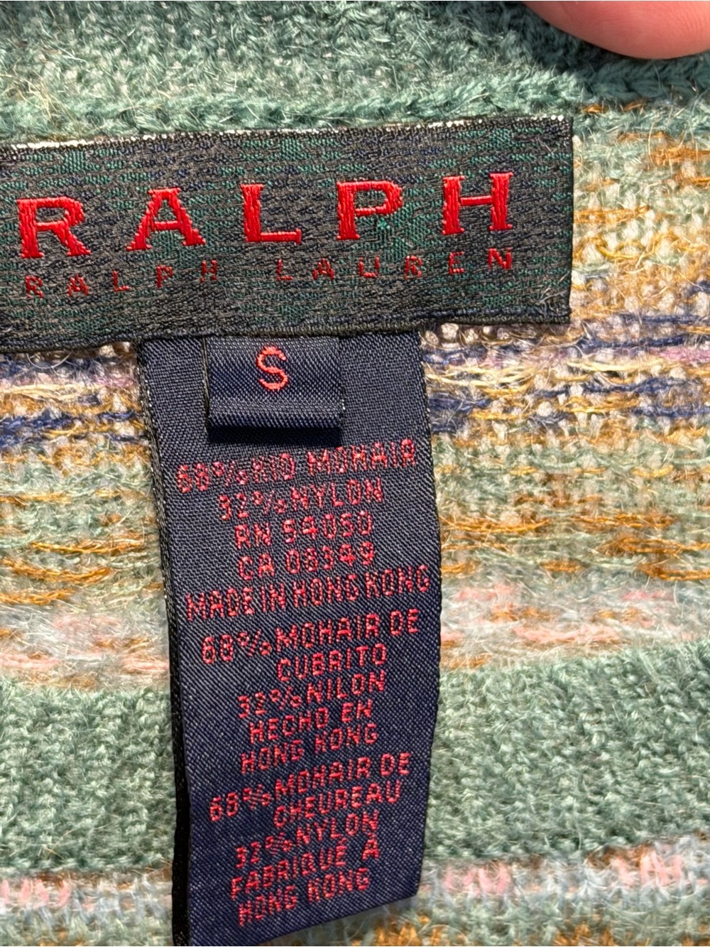 Vintage Ralph Lauren Mint Green Multicolor Fair Isle Short Sleeve Sweater - Picture 6 of 6
